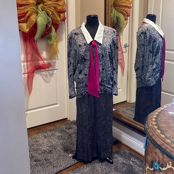 VINTAGE LOUIS FERAUD DRESS BOUGHT AT PENNY PALMER SIZE 10. Black / Cream - Picture 2 of 15